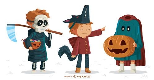 Conjunto de vetores de crianças de Halloween