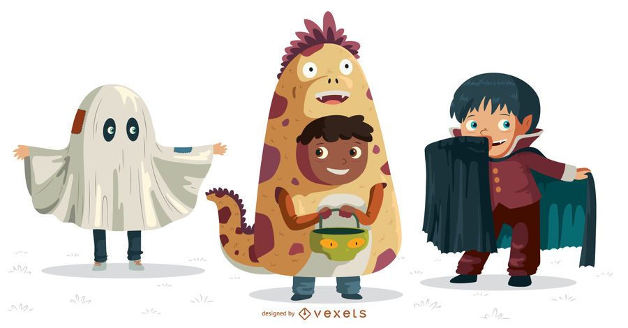 Halloween kids character set Halloween kids character set