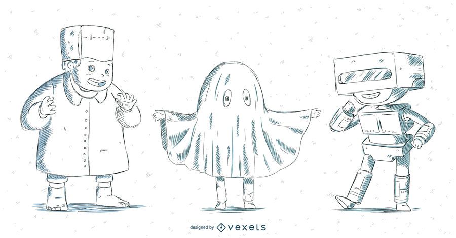 Halloween kids hand drawn set Halloween kids hand drawn set