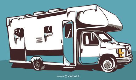 Snow RV Illustration Design Snow RV Illustration Design