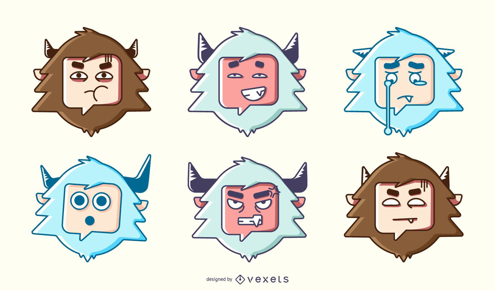 Conjunto colorido de emoji Yeti