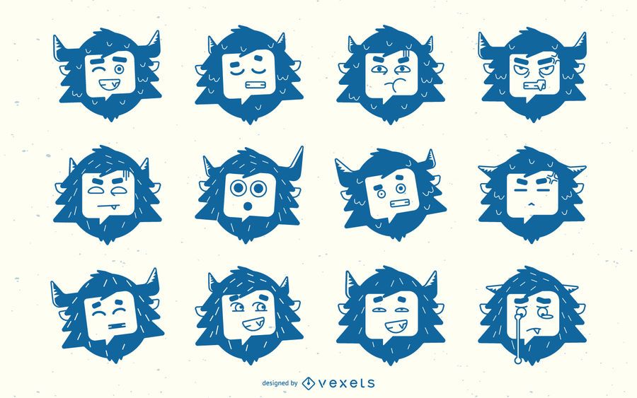 Coleção de silhueta de emoji yeti Coleção de silhueta de emoji yeti