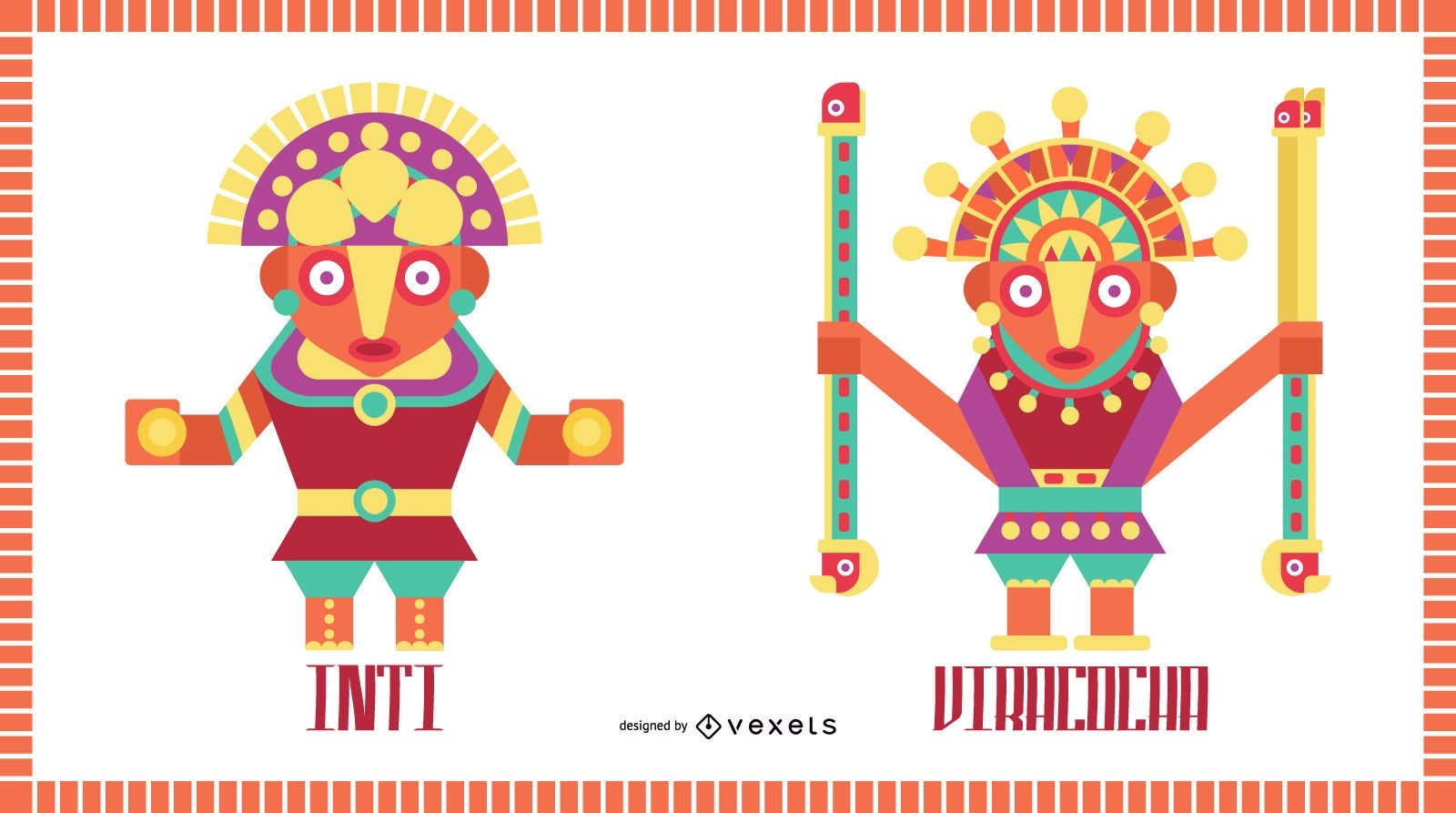 Conjunto de design plano dos deuses incas # 2
