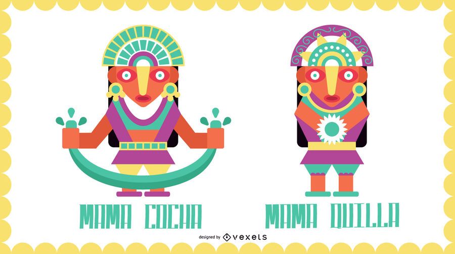 Inca Gods Flat Design Set #3 Inca Gods Flat Design Set #3