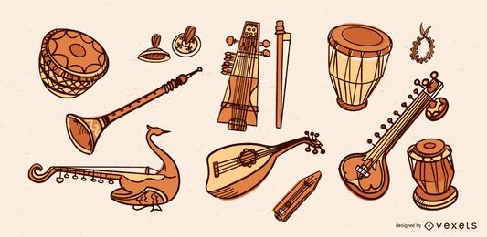 India music instruments vector pack