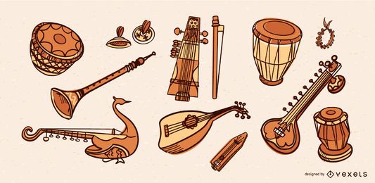 Pacote de vetores de instrumentos de música da Índia Pacote de vetores de instrumentos de música da Índia