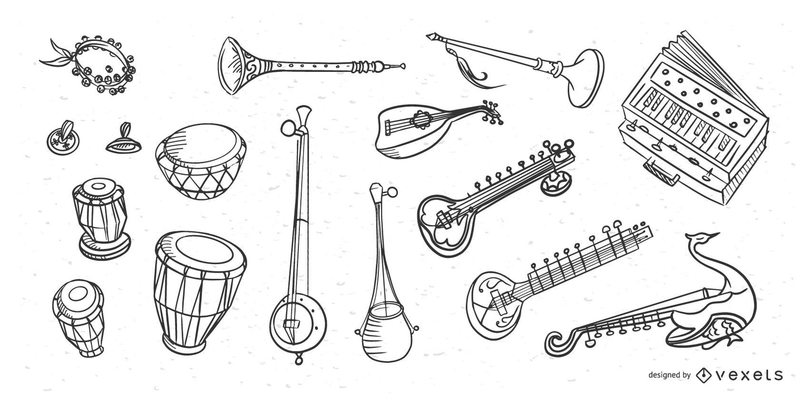 Musical instruments sketch hi-res stock photography and images - Alamy