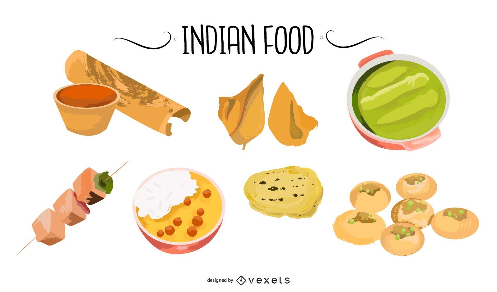 Conjunto de vectores de comida india