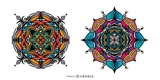 Colorido conjunto de mandala indio