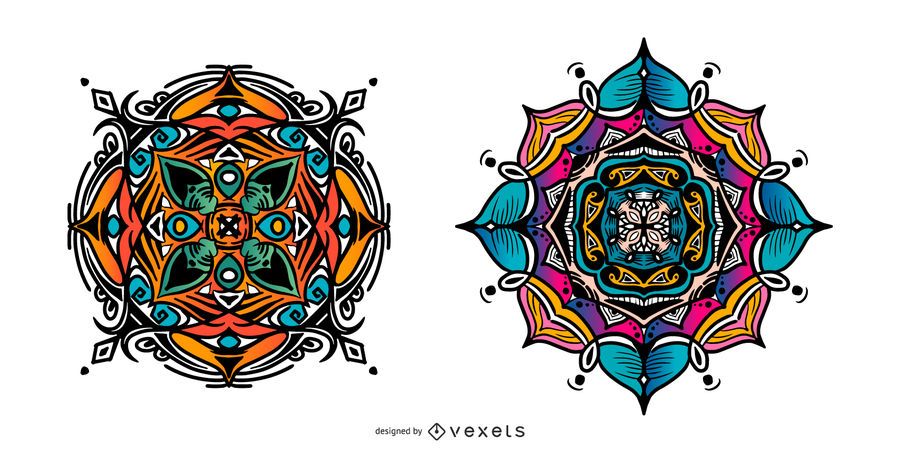 Colorful indian mandala set Colorful indian mandala set