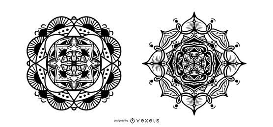 Stroke indian mandalas set Stroke indian mandalas set
