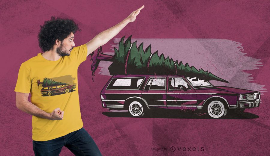 Projeto do t-shirt da árvore do carro do Natal Projeto do t-shirt da árvore do carro do Natal