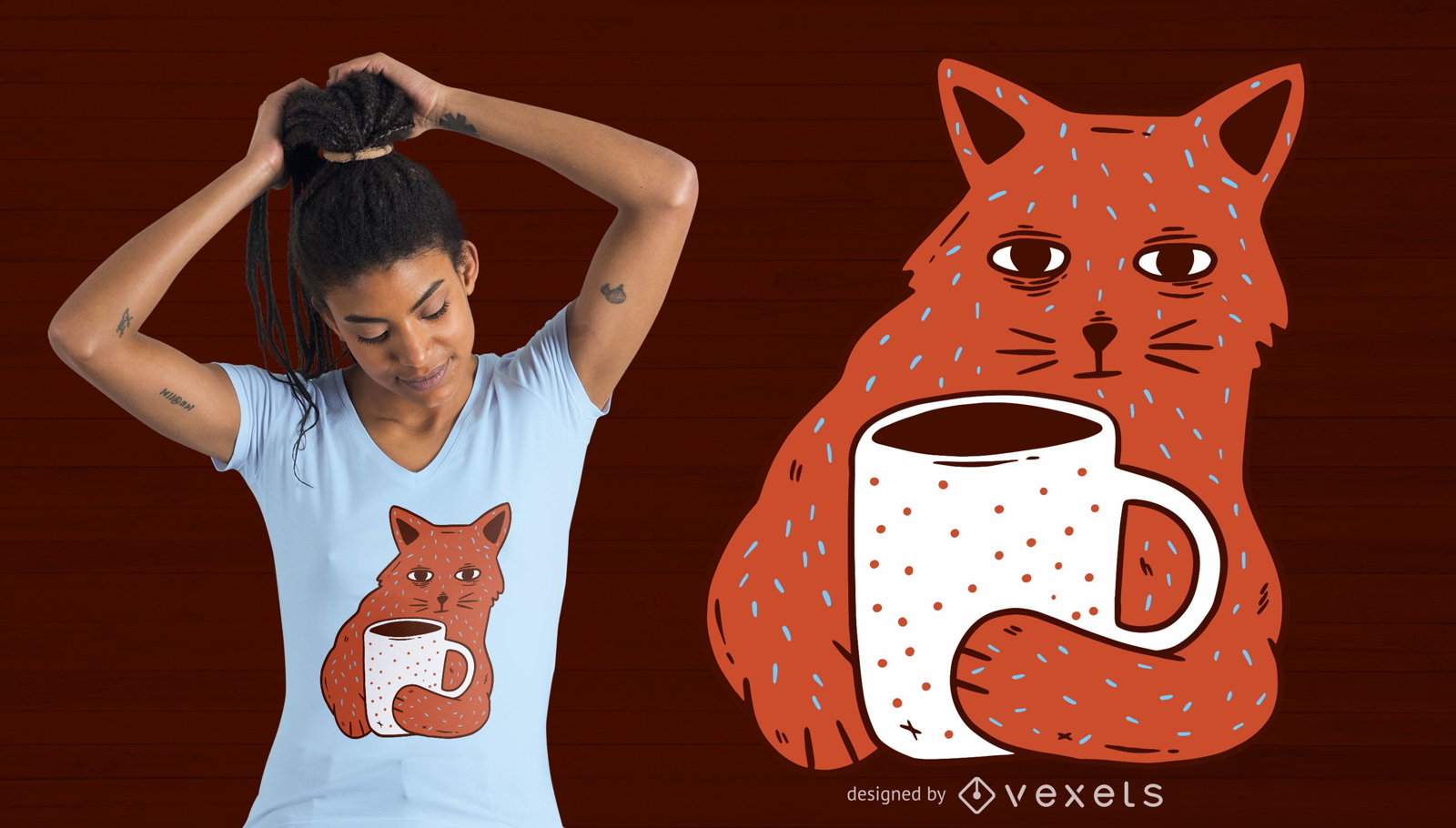 Design de camisetas para café e gato