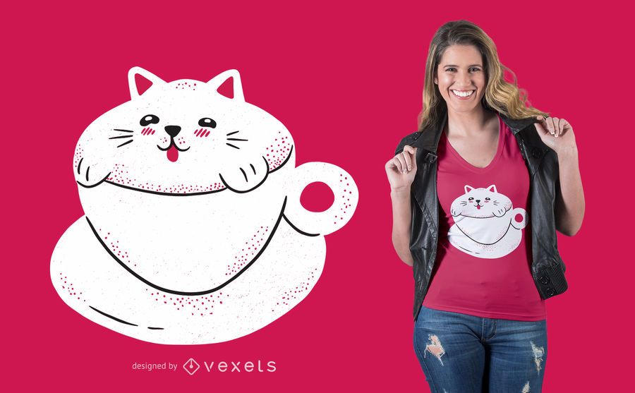 Cute Cat Coffee T-shirt Desgin Cute Cat Coffee T-shirt Desgin