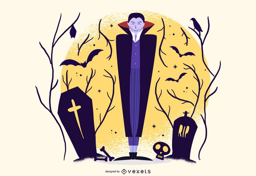 Ilustración de dibujos animados de vampiro de Halloween Ilustración de dibujos animados de vampiro de Halloween