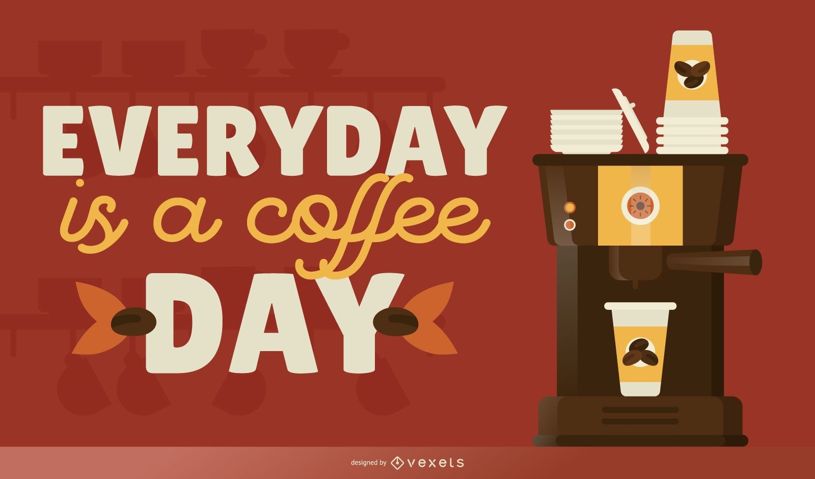 Jeden Tag Kaffee Tag Schriftzug
