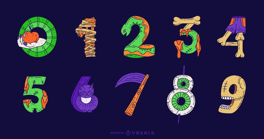 Halloween Colorful Number Vector Set Halloween Colorful Number Vector Set