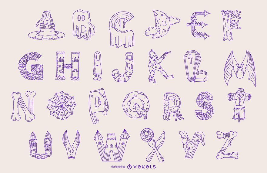 Halloween alphabet line set Halloween alphabet line set