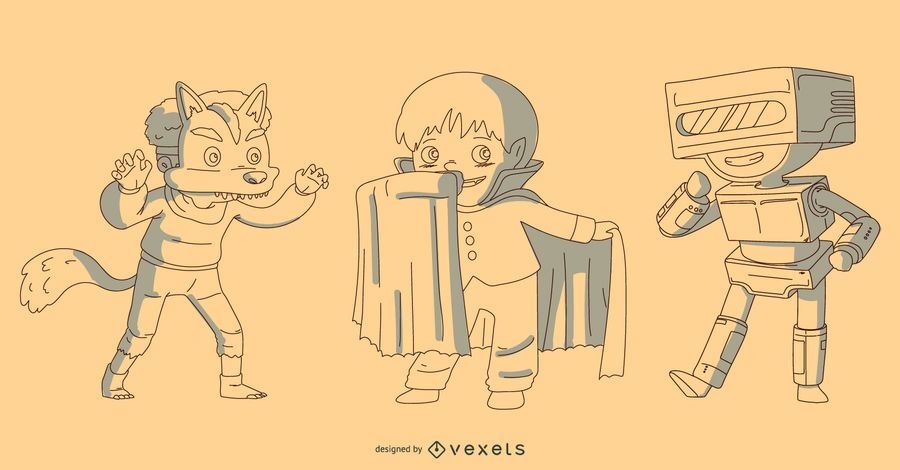Halloween Kids Costume Vector Set Halloween Kids Costume Vector Set
