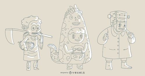 Truco o trato Halloween Kids Vector Set Truco o trato Halloween Kids Vector Set