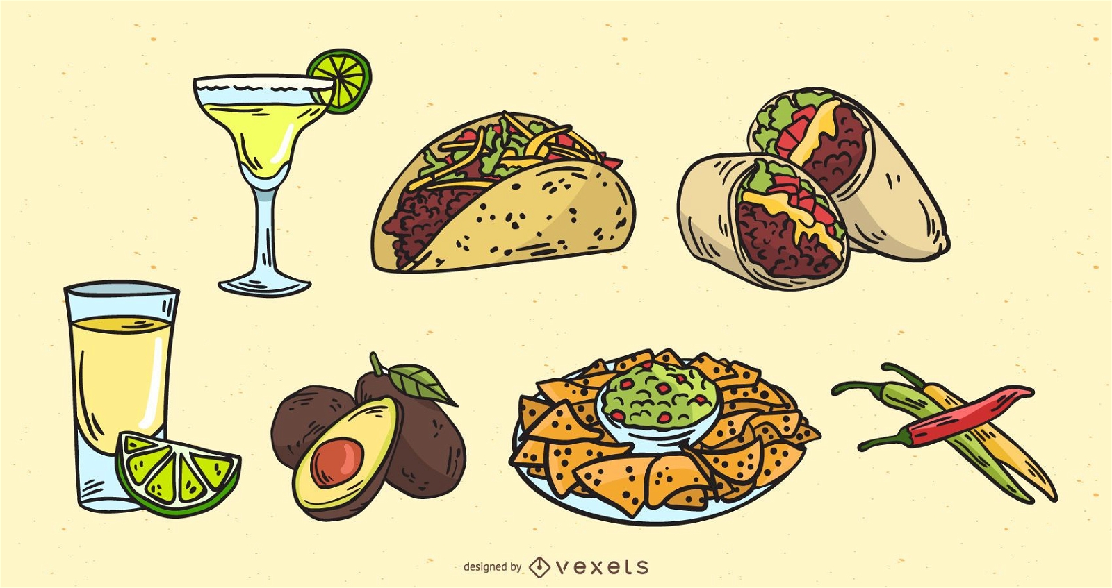 Mexican food vector set