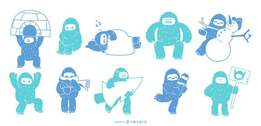 Lindas siluetas de bebé yeti Lindas siluetas de bebé yeti