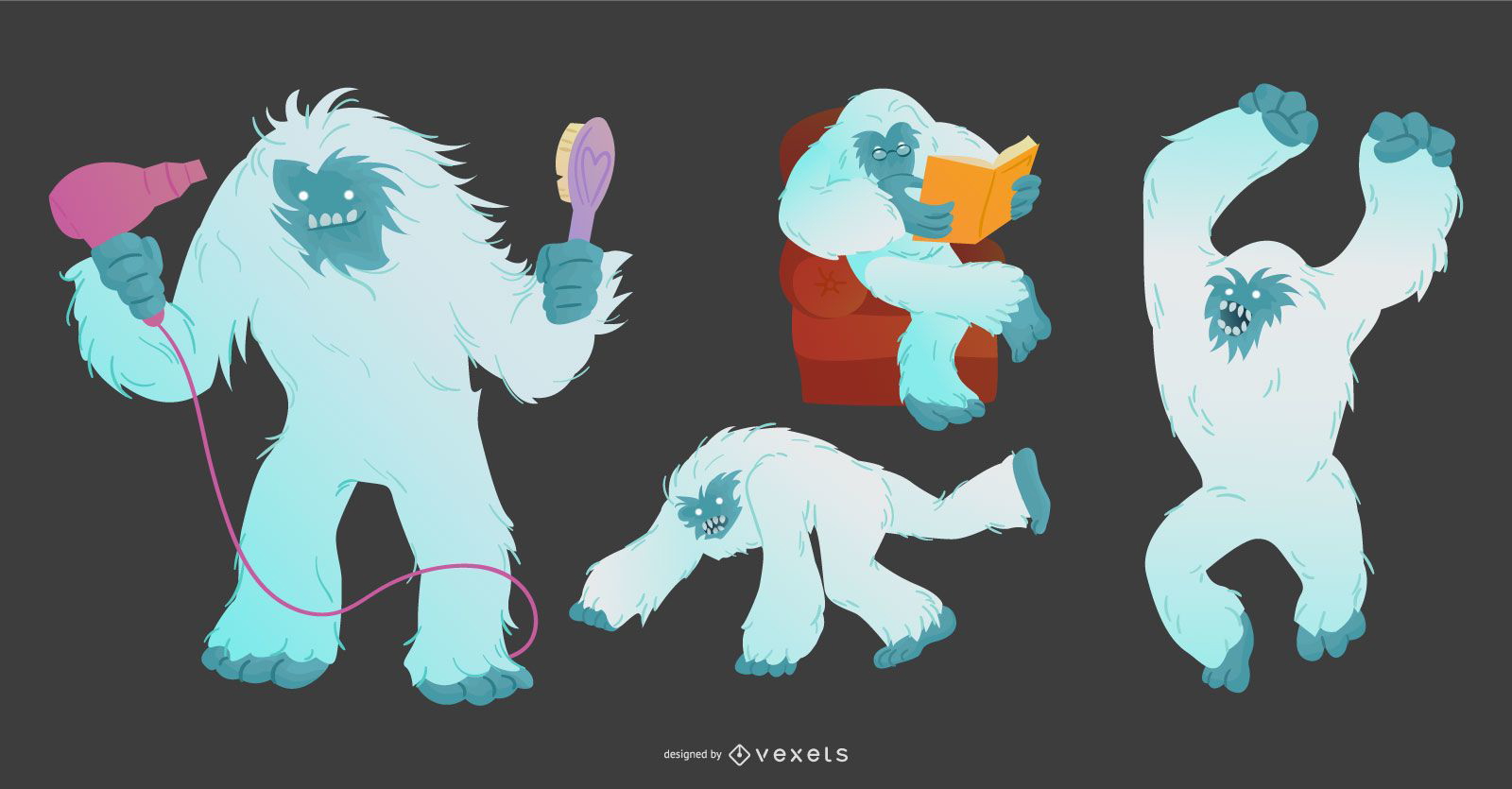 Conjunto de vetores de yeti engra?ados