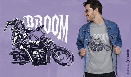 Design de camiseta de bruxa de moto