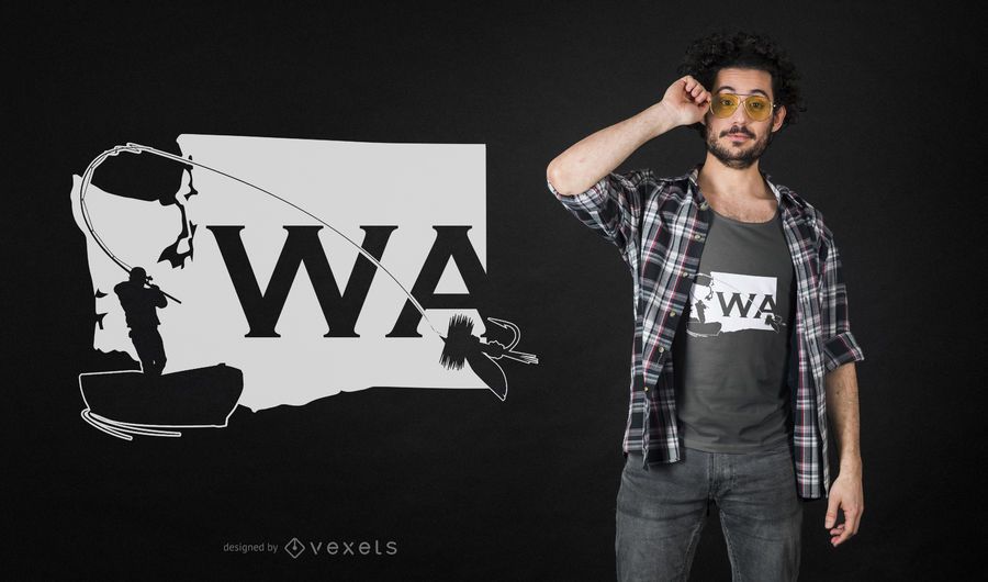 Projeto do t-shirt da pesca com mosca do estado de Washington Projeto do t-shirt da pesca com mosca do estado de Washington