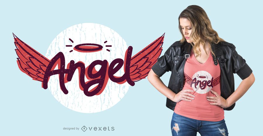 Projeto do t-shirt da rotulação do anjo Projeto do t-shirt da rotulação do anjo
