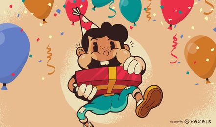 Diseño de fondo de ilustración de niño de cumpleaños