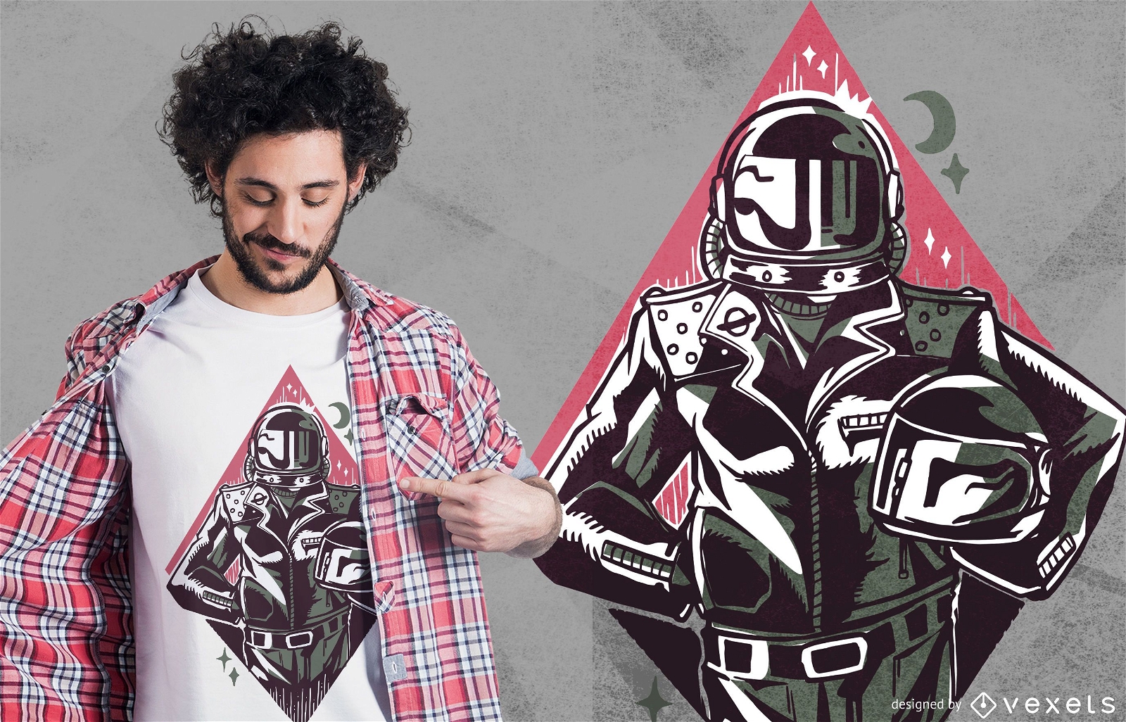 Design de camiseta para motociclista astronauta