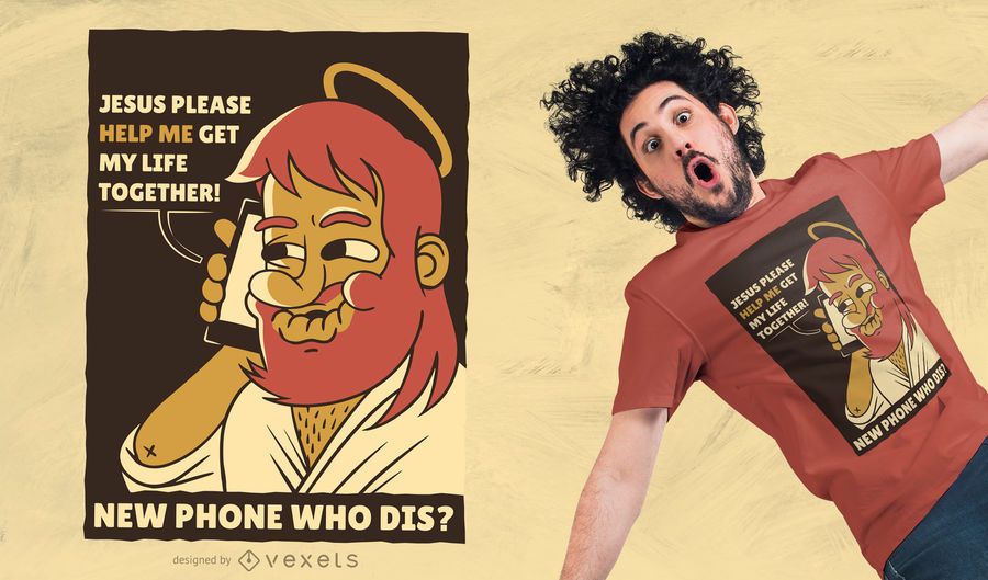 Diseño de camiseta de Jesus del teléfono Diseño de camiseta de Jesus del teléfono