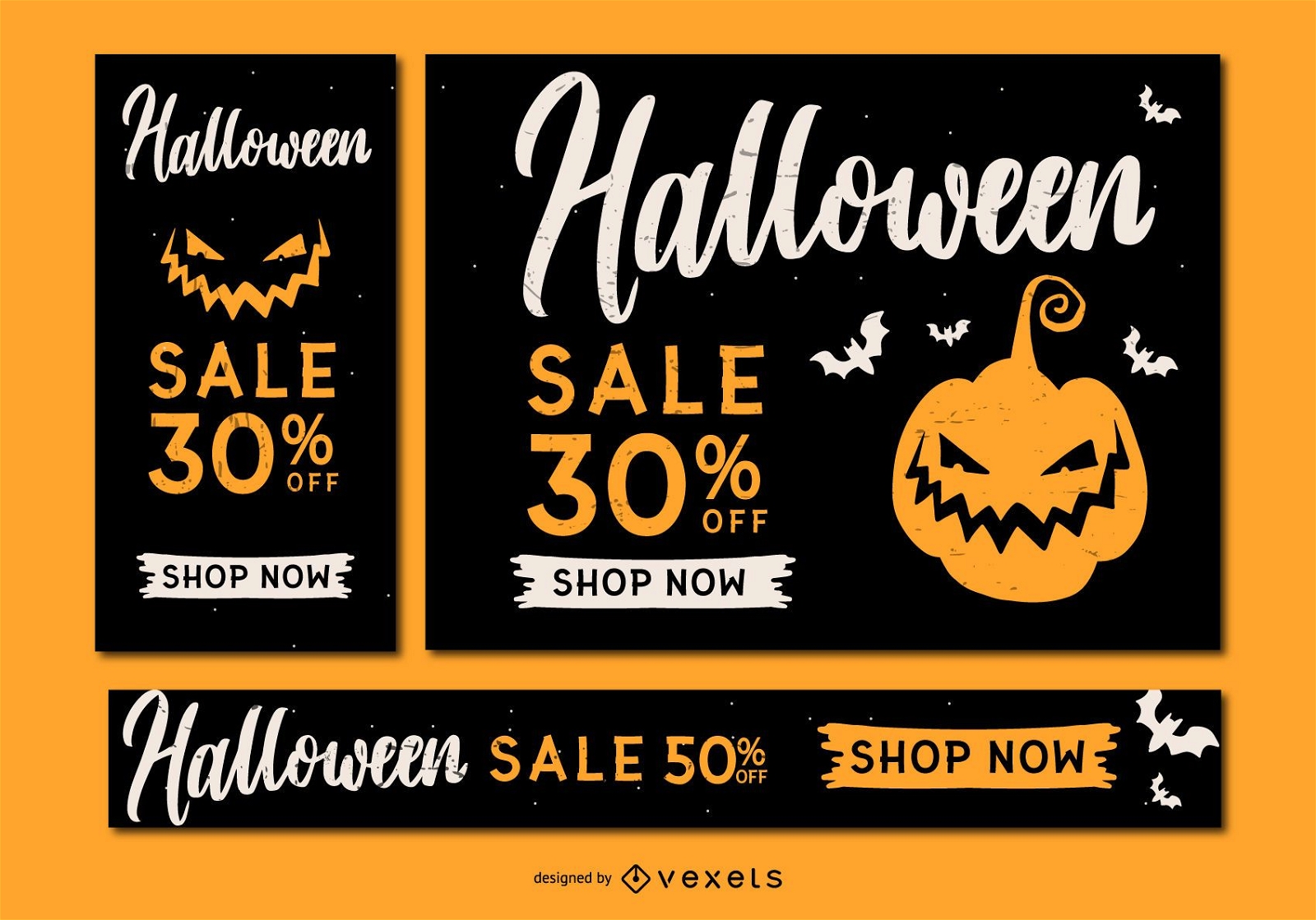 Conjunto de banner de halloween de venta espeluznante