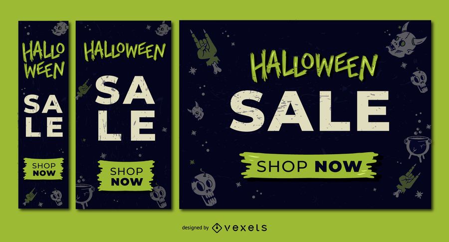 Conjunto de banner de descuento de venta de Halloween Conjunto de banner de descuento de venta de Halloween