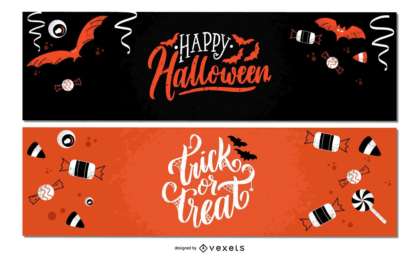 Halloween candies banner set
