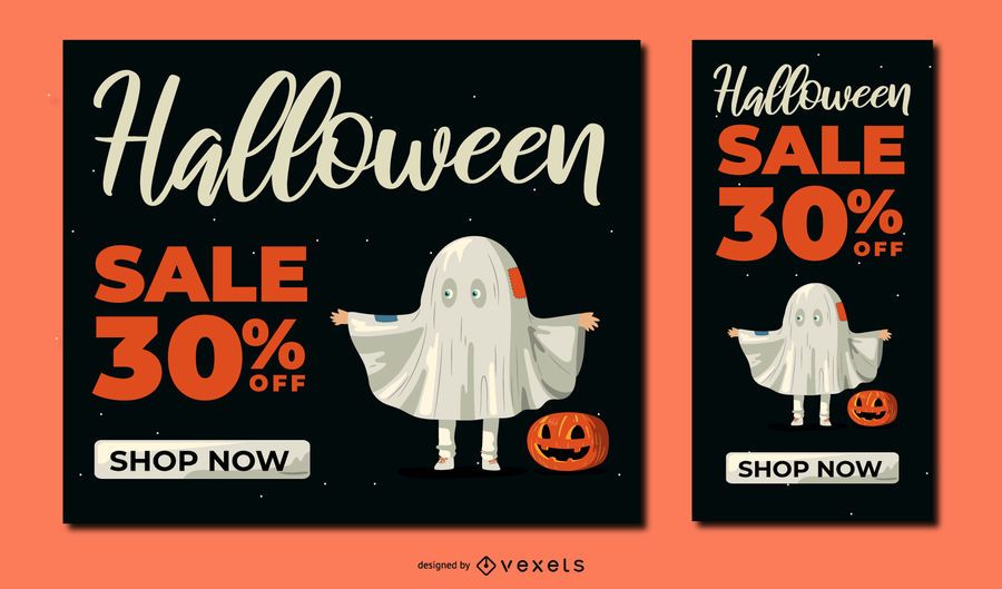 Conjunto de banner de descuento de Halloween Conjunto de banner de descuento de Halloween