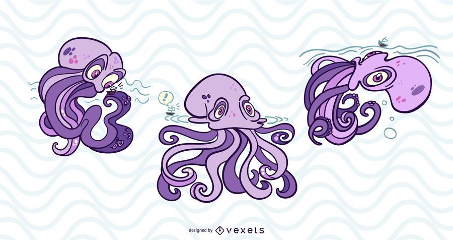Conjunto de ilustración de monstruo Kraken Conjunto de ilustración de monstruo Kraken