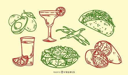 Mexican Food Hand Drawn Illustration Set