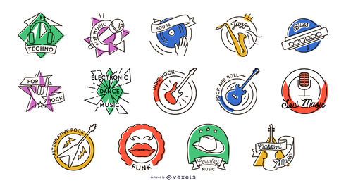 Colección de insignias de géneros musicales Colección de insignias de géneros musicales