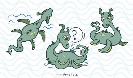 Ser lindo vector del lago ness