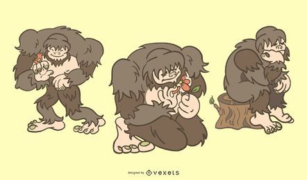 Sasquatch cute vector set Sasquatch cute vector set