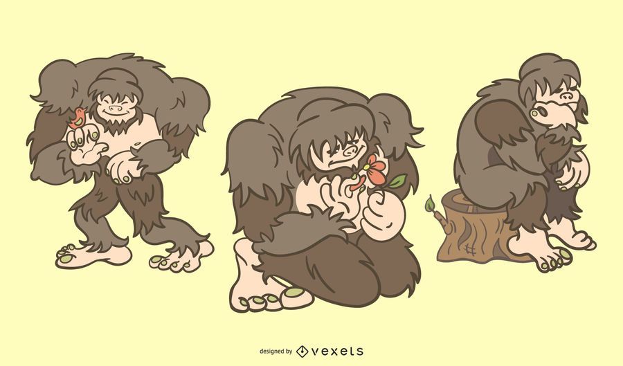 Sasquatch cute vector set Sasquatch cute vector set