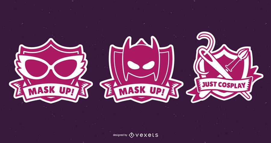 Conjunto de design de emblemas de cosplay Conjunto de design de emblemas de cosplay