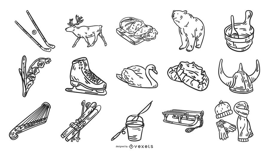 Finland hand drawn elements Finland hand drawn elements