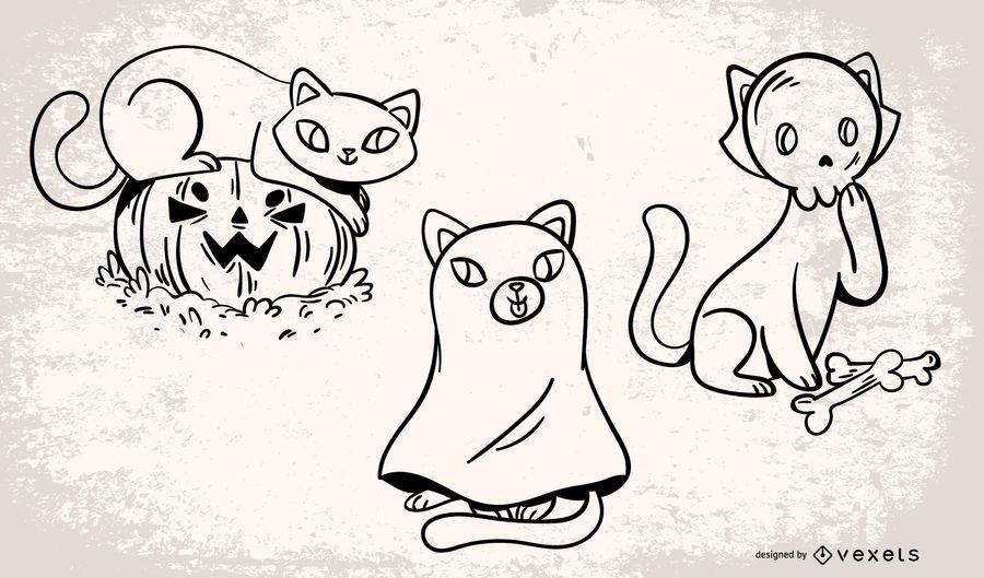 Halloween Cats Vector Set Halloween Cats Vector Set
