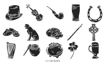 Coleção de silhueta de elementos de Irlanda Coleção de silhueta de elementos de Irlanda