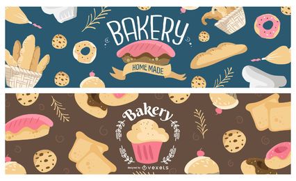 Conjunto de banner de panadería dulce Conjunto de banner de panadería dulce