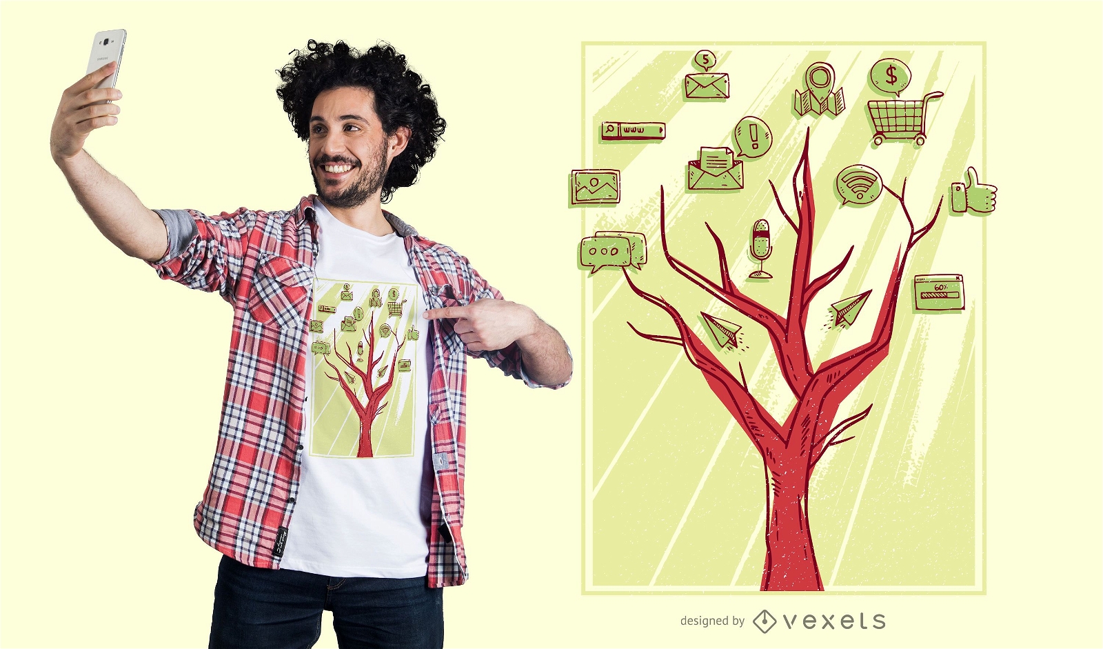 Design de camisetas de árvore de mídia social