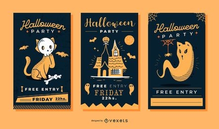 Cute halloween invitation vector set 